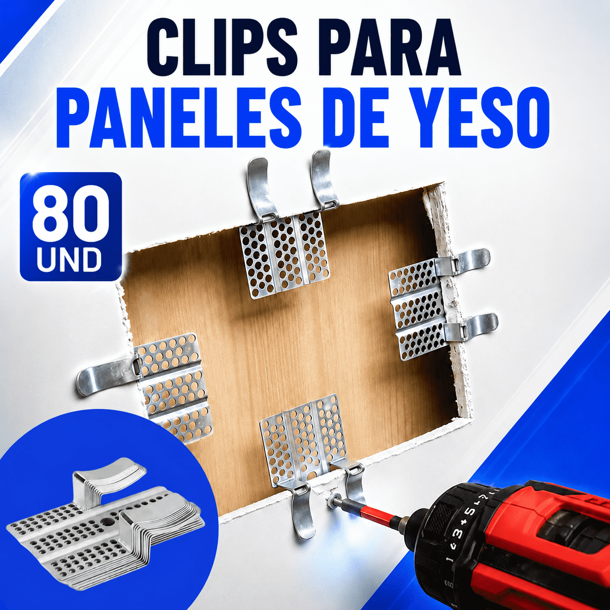 SET DE 80 CLIPS PARA PANELES DE YESO